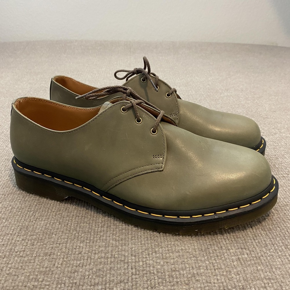 Dr. Martens 1461 Shoes Mens Size 13 Olive Leather Lace Up Grunge Punk 90s